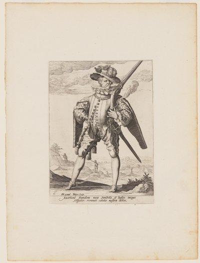 Mušketýr, z knihy Důstojníci a vojáci tělesné stráže císaře Rudolfa II. od Jacques de Gheyn II