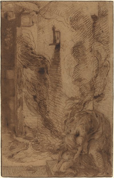 Čarodějnická scéna s upírem [recto] od Jacques de Gheyn II
