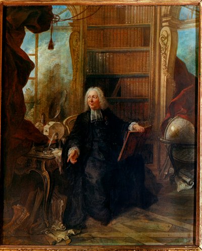 Abbé Jean Antoine Nollet francouzský fyzik ve svém kabinetu Muette (obraz) od Jacques de Lajoüe