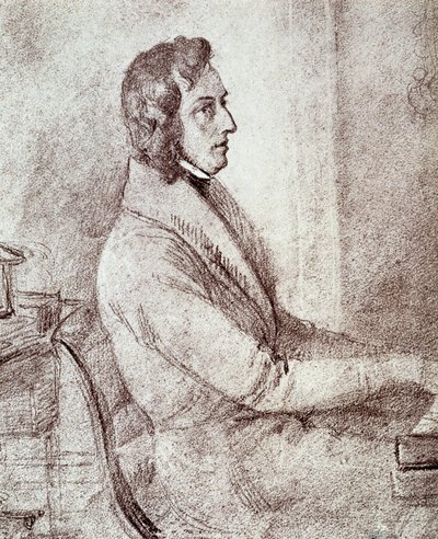 Portrét Frederika Chopina (1810-1849), polského skladatele. - kresba Goetzenberger od Jakob Götzenberger