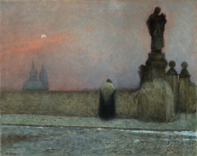 Debut de soiree a Hradcany (Prague, republique tcheque) - Early Evening in Hradcany - Jakub Schikaneder (1855-1924). Oil on canvas od Jakub Schikaneder