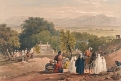 „Hrobka císaře Babera [sic]“, kolem roku 1840 (litografie, tónovaná) od James (after) Atkinson