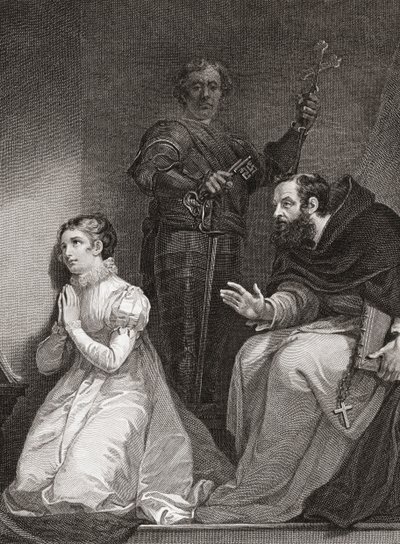John Feckenham navštíví Lady Jane Gray v Tower of London (tisk) od James (after) Northcote