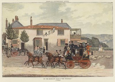 Na Highgate Road - "The Woodman" (barva lito) od James (after) Pollard