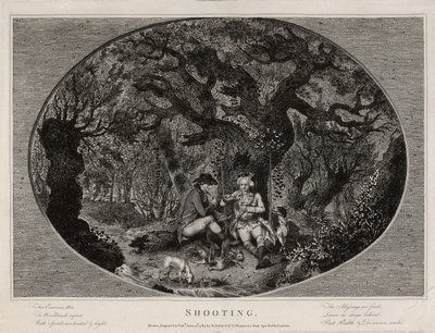 Střelba, vyryl Robert Pollard (1755-1838), publikoval v roce 1784 (litho) od James (after) Pollard
