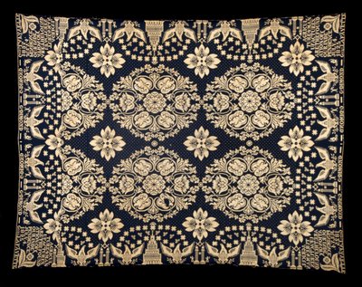 Zemědělství a výrobci Dvojitá tkanina Coverlet, c. 1821-1828 (vlna a bavlna) od James (attr.to) Alexander