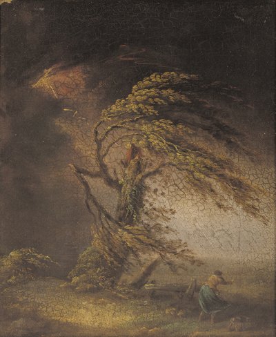 Strom zasažený bleskem (olej na plátně položený na palubě) od James (circle of) Ward