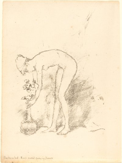 Nahá modelka aranžování květin, c. 1892. od James Abbott McNeill Whistler