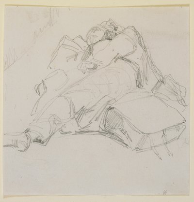 Muž spí na hromadě zavazadel, 1858. od James Abbott McNeill Whistler