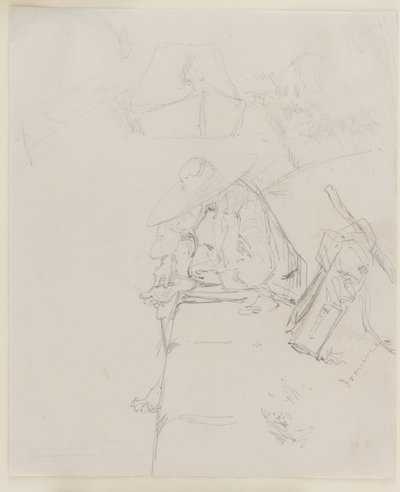 Muž sedící na okraji zdi, 1858. od James Abbott McNeill Whistler