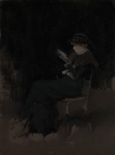 Uspořádání v černé: Girl Reading, ca. 1880-90. od James Abbott McNeill Whistler