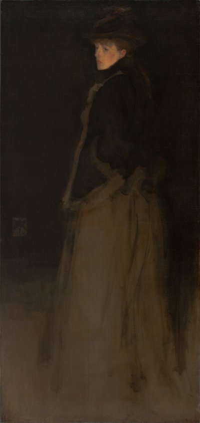 Uspořádání v černé a hnědé, kožešinová bunda od James Abbott McNeill Whistler