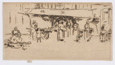 Stánek, tržiště, Loches od James Abbott McNeill Whistler