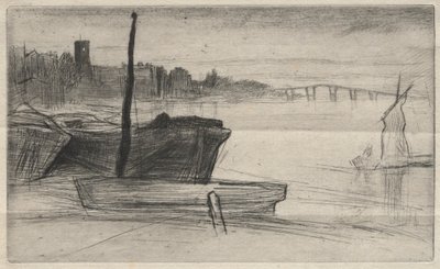 Chelsea Bridge a kostel, 1871. od James Abbott McNeill Whistler