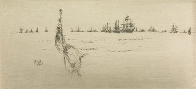 Dipping the Flag, ze souboru dvanácti leptů s názvem The Naval Review, 1887 od James Abbott McNeill Whistler