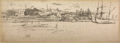 Dry-Dock, Southampton, ze souboru dvanácti leptů s názvem The Naval Review, 1887 od James Abbott McNeill Whistler