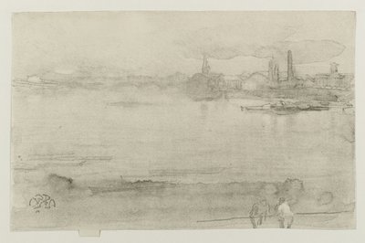 Laguna s parníky a gondolami, 1885 od James Abbott McNeill Whistler