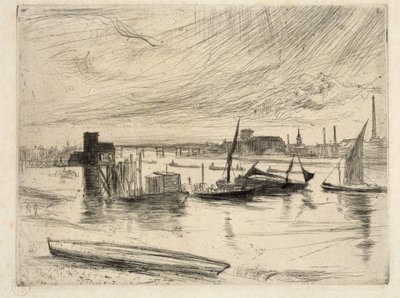 Brzy ráno, Battersea, 1861 (suchá jehla) od James Abbott McNeill Whistler