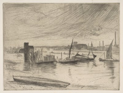 Brzy ráno, Battersea Battersea Dawn Cadogan Pier, 1861. od James Abbott McNeill Whistler