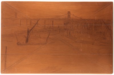 Leptací deska: Old Hungerford Bridge, 1861. od James Abbott McNeill Whistler