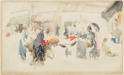 Květinový trh-Dieppe od James Abbott McNeill Whistler