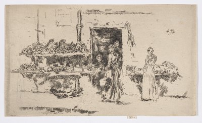 Zelinářství, Paříž, asi 1892-93 (lept; tuš na papíře) od James Abbott McNeill Whistler