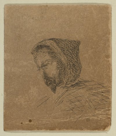 Mužská hlava s kapucí ze Sketches on the Coast Survey Plate, 1854-55. od James Abbott McNeill Whistler