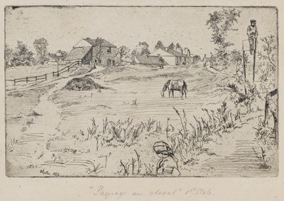 Krajina s koněm (Meadow) 1859 (lept na papíře) od James Abbott McNeill Whistler