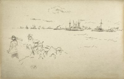 Monitory, ze souboru dvanácti leptů s názvem The Naval Review, 1887 od James Abbott McNeill Whistler