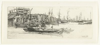 Pakhuizen aan de Theems Temžské sklady Šestnáct leptů scén na Temži a dalších témat (název série) od James Abbott McNeill Whistler
