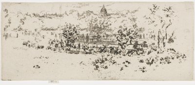 Pantheon, Lucemburské zahrady, cca 1892-93 (lept na papíře) od James Abbott McNeill Whistler