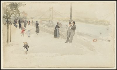 Růžová a stříbrná - Chelsea, nábřeží, c.1885 od James Abbott McNeill Whistler