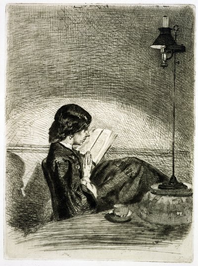Reading by Lamplight, 1858 od James Abbott McNeill Whistler