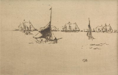 Flotila: Večer ze souboru dvanácti leptů s názvem The Naval Review, 1887 od James Abbott McNeill Whistler