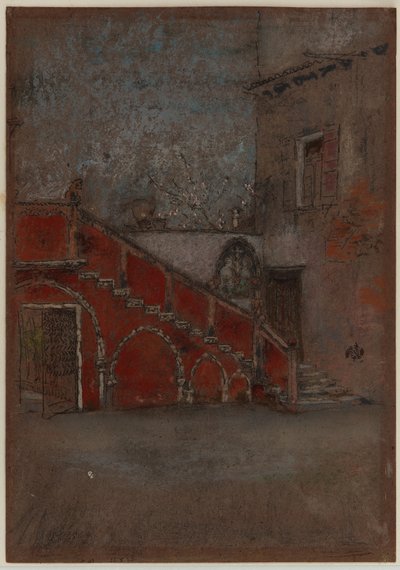 The Staircase: Note in Red, 1880 (pastel a pastel na hnědém papíře) od James Abbott McNeill Whistler