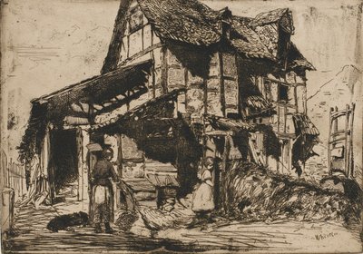 Nebezpečný činžák. Jeden z dvanácti leptů z přírody. Francouzský soubor, 1858. od James Abbott McNeill Whistler