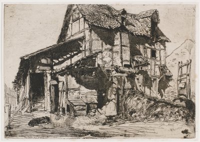 Nebezpečný činžák. Jeden z dvanácti leptů z přírody The French Set, 1858. od James Abbott McNeill Whistler