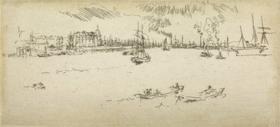 Tilbury, ze souboru dvanácti leptů s názvem The Naval Review, 1887 od James Abbott McNeill Whistler