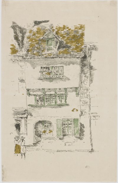 Žlutý dům, Lannion, 1893 (litho na papíře) od James Abbott McNeill Whistler