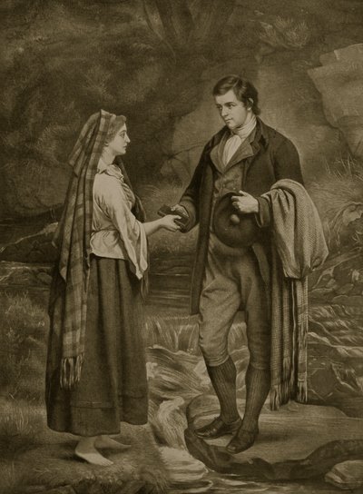 Zasnoubení Roberta Burnse a Highland Mary, 1785, ilustrace z 