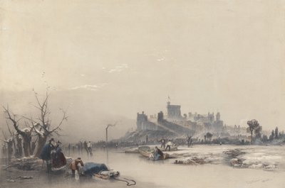 Windsorský hrad od zamrzlé řeky během velkého mrazu od James Baker Pyne