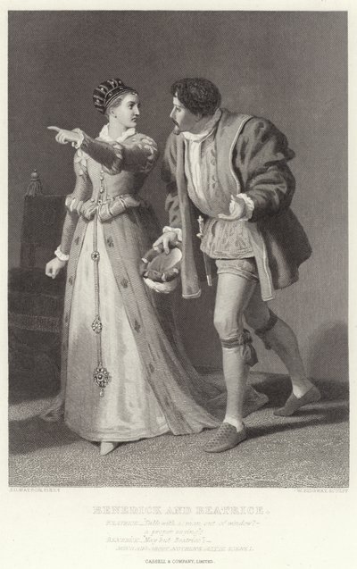 Benedick a Beatrice, Mnoho povyku pro nic, 4. dějství, 1. scéna od James Dawson Watson