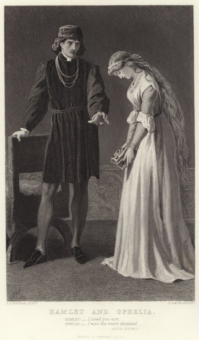 Hamlet a Ofélie, dějství III, scéna I od James Dawson Watson