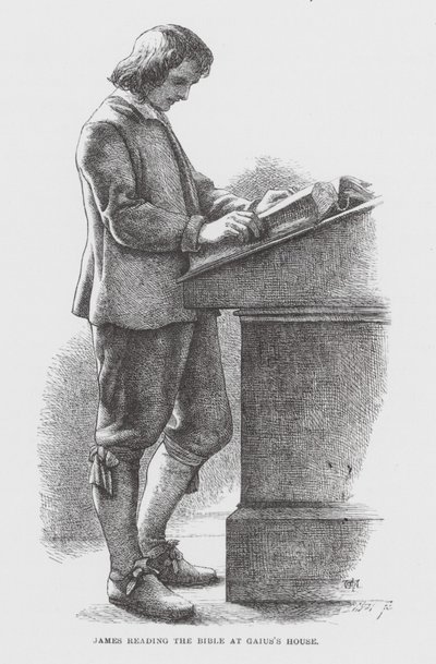 Jakub čte Bibli v Gaiově domě (rytina) od James Dawson Watson