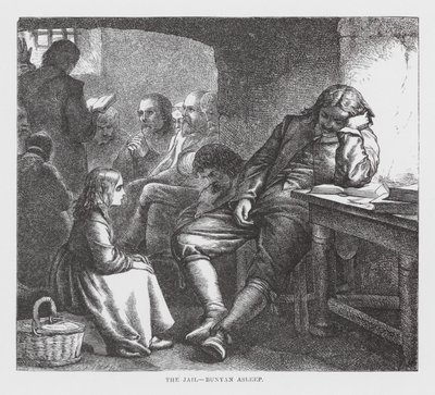 Vězení, Bunyan spí (rytina) od James Dawson Watson