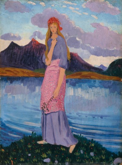 "Dívka stojící u jezera", 1911-12 od James Dickson Innes