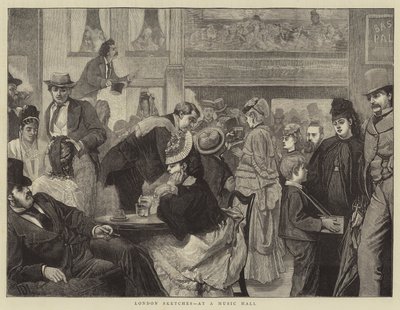London Sketches, v Music Hall od James Dromgole Linton