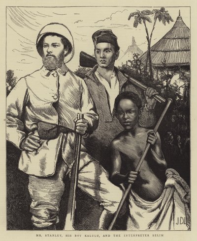Pan Stanley, jeho chlapec Kalulu a tlumočník Selim od James Dromgole Linton