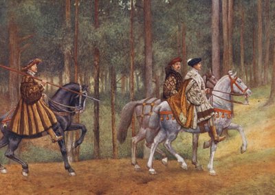 Shakespearův Kupec benátský: Bassanio a Gratiano (barevná litografie) od James Dromgole Linton