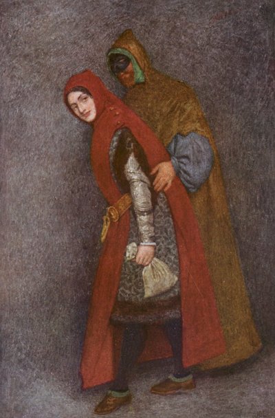 Shakespearův Kupec benátský: Lorenzo a Jessica (barevná litografie) od James Dromgole Linton